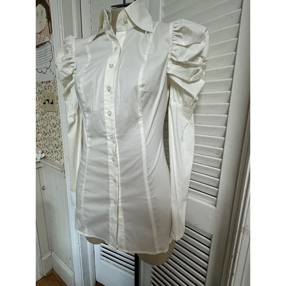 Vintage Y2K George Marciano Guess Mutten Pirate Sleeve Blouse XXS/XS 00/0 White - Picture 5 of 11